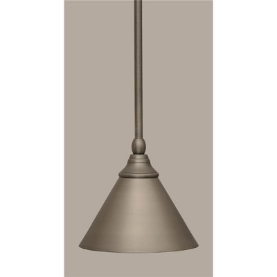 Toltec Lighting Any 1 - Light Pendant in  Brushed Nickel with 7'' Brushed Nickel Cone Metal Shade Shade