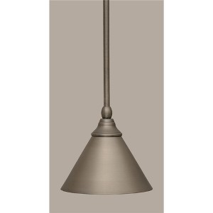 Toltec Lighting Any 1 - Light Pendant in  Brushed Nickel with 7'' Brushed Nickel Cone Metal Shade Shade - 1 of 1