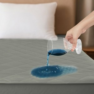 Waterproof Quilted Mattress Pad Hypoallergenic Upto 16-Inch Deep Fitted Mattress Topper Box Stitched Mattress Pad - Lux Decor Collection - 1 of 4