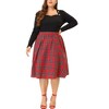 Agnes Orinda Women's Plus Size Plaid Elastic High Waist Flare Fall A Line Skirts - 2 of 4