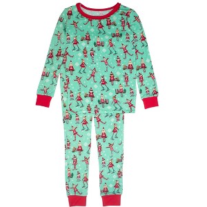RuffleButts SoftSnooze Girls Holiday Ruffle Long Sleeve Pajama Set - 1 of 2