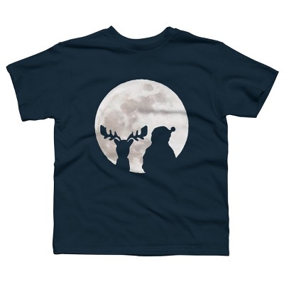 Boy's Design By Humans Christmas moon By lithegraphic T-Shirt