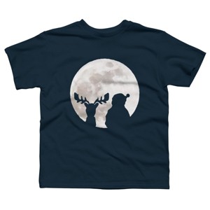 Boy's Design By Humans Christmas moon By lithegraphic T-Shirt - 1 of 3
