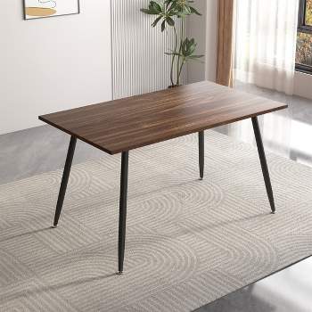 INO Design Modern Wooden Rectangular Dining Table, Wood Pattern Table Top with Metal Legs for 4,6 Person - Kitchen, Office, Living Room (Table Only)