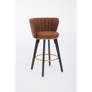 Lyngins Swivel Bar Stools Set of 2 with Curved Backrest,Kitchen Chairs with Metal Legs,Taper Velvet Counter Stools for Kitchen Island,Pub - 1 of 4