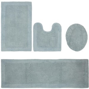 Edge Bath Rug 100% Premium Cotton Ultra-Soft Water Absorbent Tufted Solid Reversible 4 Piece Bathroom Rug Set for Machine Washable Bathmat - 1 of 2