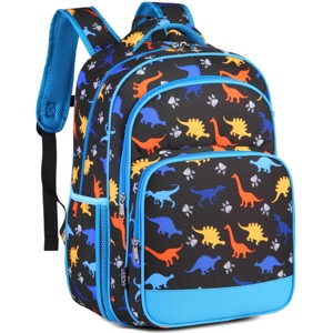 School Backpack for Boys, 16in Water Resistant Backpack for Kids Preschool/Primary/Elementary School Bookbag with Tablet Sleeve Black Dino - 1 of 4