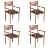 vidaXL Patio Chair Set of 4 Teak Teak wood with polyester cushions - 2 of 4