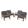 Christopher Knight Home Grenada Outdoor Acacia Wood Club Chairs with Cushions (Set of 4) - 2 of 4