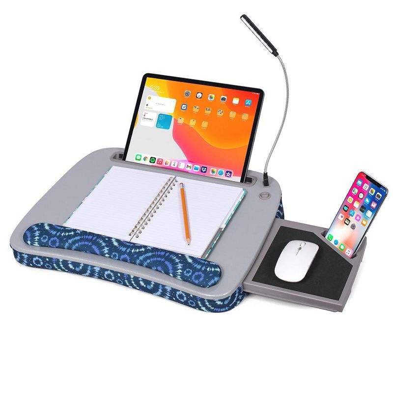 Sofia + Sam Multi-tasking Memory Foam Lap Desk with Blue Sunbursts Pattern, 1 of 5