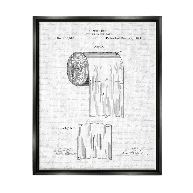 Stupell Industries Toilet Paper Roll Patent Black And White Bathroom Design, 1 of 7