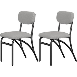 Dining Chairs, Boucle Dining Chairs Set of 2, Farmhouse Kitchen Dining Room Chairs, Upholstered Dining Chairs With Black Metal Legs - 1 of 4