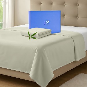 300 Thread Count 100% Organic Bamboo Viscose Flat Sheet Only, Extra Wide, Cooling & Breathable, Double Stitching, Bedding Sheet - 1 of 4