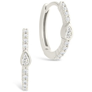 SHINE by Sterling Forever Sterling Silver Pear Cut Bezel Set Huggie Hoop Earrings - 1 of 4
