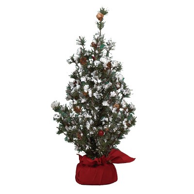 Transpac Fabric 18 in. Green Christmas Tree in Gift Bag with Berries