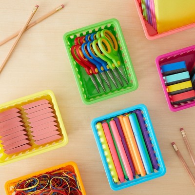 Colorful Small Plastic Classroom Storage Bins, 12 Pack