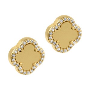 Adornia 14k Gold Plated Clover Halo Stud Earrings - 1 of 4