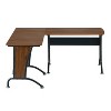 NicBex Home Office Desk L-Shape Morden Computer Desk with 6 Open Storage Shelves, Glass Desktop and Metal Legs for Study and Work - 3 of 4