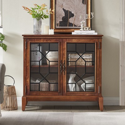 36 inch Wide Accent Cabinet with 2 Doors, Vintage Style Storage Cabinet with Solid Wood Legs-Farati