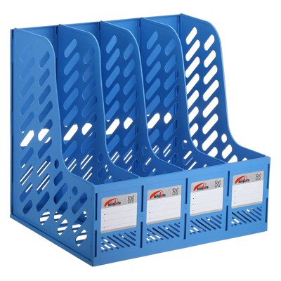 Unique Bargains PP Plastic Vertical Sturdy Detachable 4-Compartment Handle Design File Holder