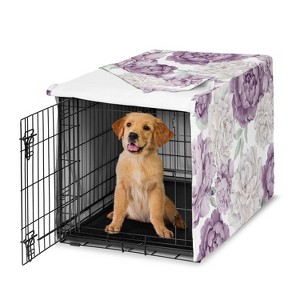 Sweet Jojo Designs Dog Crate Kennel Cover 36in. Peony Floral Garden Lavender Purple and Ivory - 1 of 4