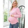 WhizMax Women's Knit Ribbed Maternity Top Mock Neck Long Sleeve Shirts Pregnant Ruched Tunic Pullover Sweater - 2 of 4