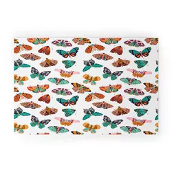 BlueLela Spring Butterflies Pattern 003 Small Looped Vinyl Welcome Mat - Society6