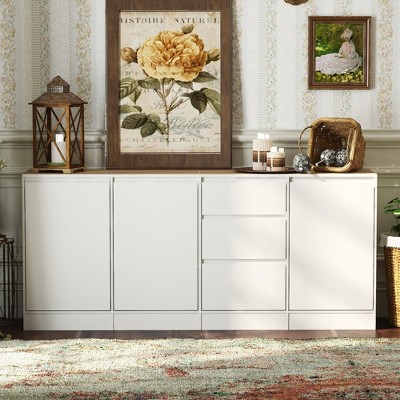 FUFU&GAGA Modern White Dresser with Drawers and Adjustable Compartments