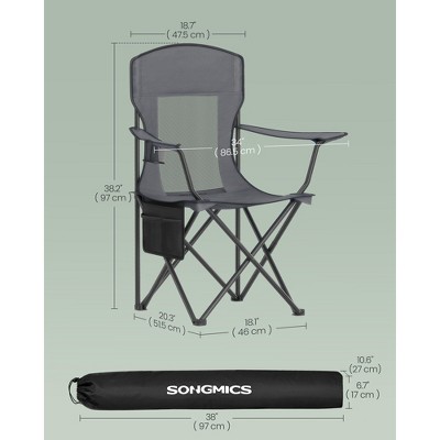 Slate Gray High-Back Steel Frame Foldable Camping Chairs, Set of 2