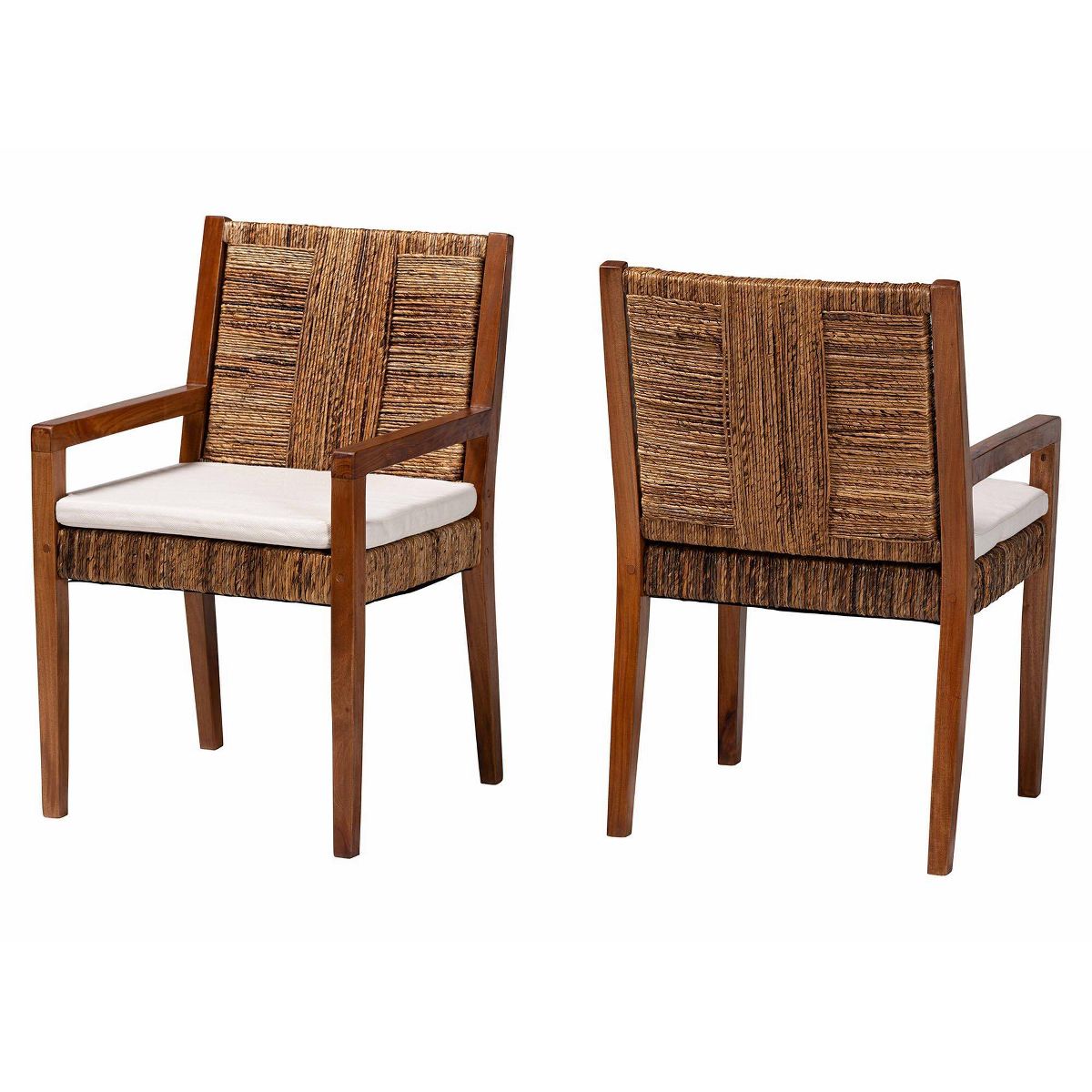 bali & pari Chabela 2  Piece Handwoven Seagrass Armchairs Natural Brown/Medium Brown