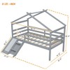 Sapphtopaz Twin Size Low Loft Bed with Slide&Ladder,House Bed Frame with Roof&Guardrail,Kids Toddler Loft Bed for Boys & Girls,Nursery - 3 of 4