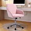PAGED Adjustable Height Office Chair, Modern Swivel Velvet Vanity Chair with Wheels and Golden Base, Ergonomic Computer Chair for Office - 2 of 4