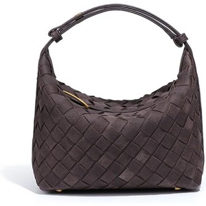 FATMOON Luxurious Suede Hobo Bag - Women's Woven Leather Shoulder Bag with Spacious Interior - 1 of 4