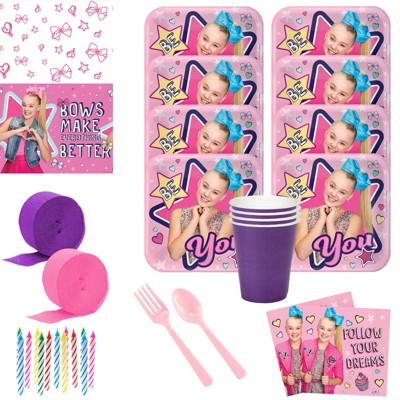 Birthday Express JoJo Siwa Deluxe Tableware Kit - Serves 8 Guests