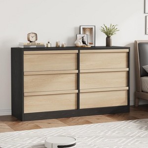 6 Drawer Dresser for Bedroom, Wooden Double Dresser Organizer with Storage Freestanding, Modern Chest of Drawers for Bedroom, Living Room - 1 of 4