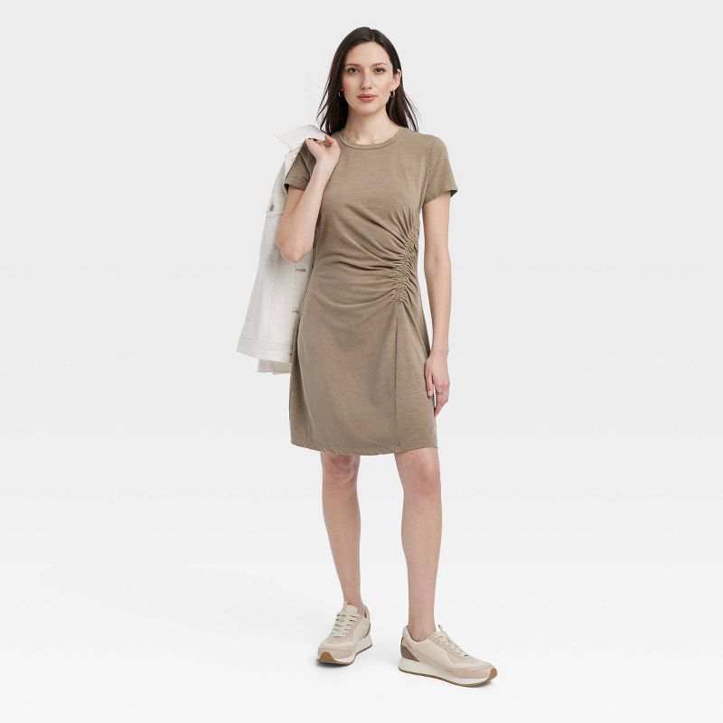 Women's Short Sleeve Ruched Knit Mini T-Shirt Dress - Universal Thread™, 4 of 5