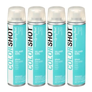 Colorshot Spray Paint Gloss Island Girl 10oz 4pk Value Set Mint: Acrylic Paint & Primer, Exterior Use, Fast Drying - 1 of 4
