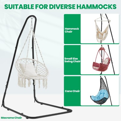 Adjustable Black Metal Hammock Chair Stand for Indoor/Outdoor Use