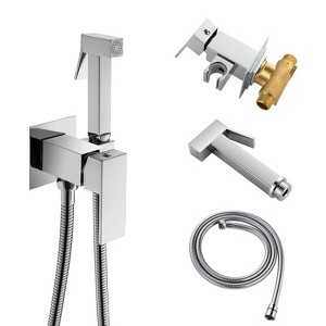 Cobbe Wall Mounted Adjustable Temperature Handheld Bidet Sprayer for Toilet Bathroom Toilet Bidet Attachment Set for Hygienic Cleaning Chrome - 1 of 4