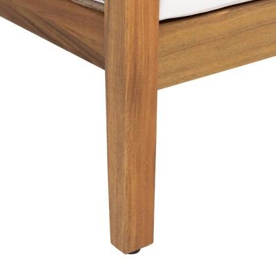 Burchett Beige and Brown Acacia Wood Club Chair with Cushions