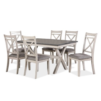 7pc Arga Solid Wood Dining Set Gray/Antique White - HOMES: Inside + Out