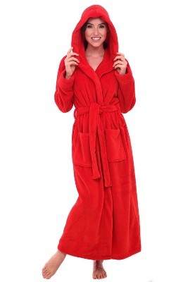 ADR Plush Fleece Women's Robe, Long Hooded Women's Bathrobe, Soft Cozy Women's Bath Robe & Plus Sizes