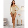 Allegra K Women's Long Sleeve Slim Fit Stretchy Square Neck Leotard Jumpsuit - 4 of 4