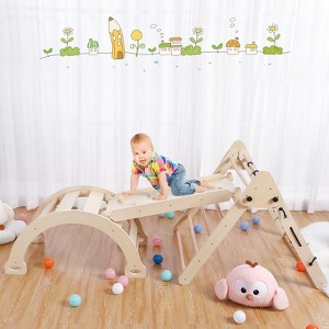 Toddler Indoor Gym Playset, 3-in-1 Wooden Climbing Toys, Triangle Folding Climbing for Climbing & Sliding for Boys and Girls,18M+ - 1 of 4