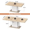 Zevemomo 63"-78.7" Expandable Farmhouse Table, 6-10 Seater Wooden Dining Table with Metal Track & Central Base, Oak Finish for Living Room & Home - 3 of 4