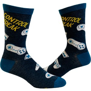 Crazy Dog T-Shirts Men's Control Freak Socks Funny Retro Gamer Video Game Controller Joystick Novelty Footwear - 1 of 4