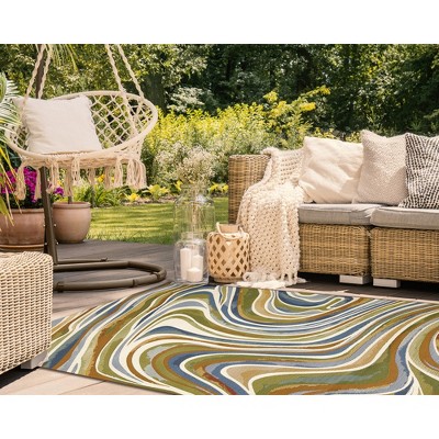Serenity Swirls Abstract Indoor/Outdoor Rug 3'3" x 4'11"