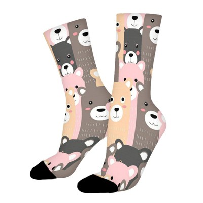 Lovely Bear Women Printed Crew Socks Funny Funky Socks Soft Polyester Novelty Gifts for Artists Men