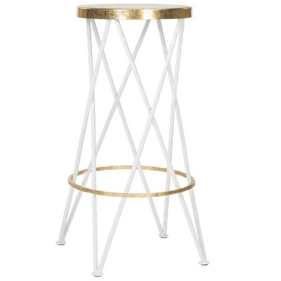 Hester 30" White and Gold Metal Bar Stool