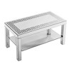 Vynxaria Art Deco Modern Curved Border Coffee Table - 40"W×20"D×20", Silver Mirror Glass Top, Crushed Diamond Edge, Crystal Mirror Legs for Sofa Decor - 2 of 4